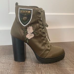 Steve Madden Army Green Heeled Booties